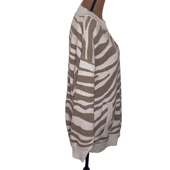 Varley Anthro Mayberry Zip wool blend longline cardigan in cobweb doe zebra sz S - Picture 5 of 15